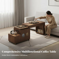 Multi-Functional Mobile Brewing Station Movable with Casters Tea Cart Modern Design End Table Extendable Top for Apartment Dwellers, Homeowners, Living Room, Home, Reception Area, Balcony