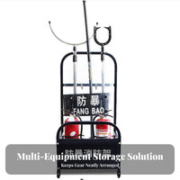 Mobile Security Equipment Rack Multi-Functional Rolling Fire Station Easy Assembly Riot Control Gear Stand for Schools, Banks, Office Buildings