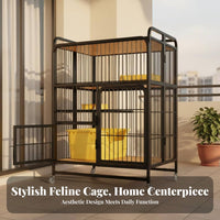 Foldable Cat Cage Spacious Interior Foldable Cat Enclosure Easy to Clean Wire Pet Enclosure for Apartment Dwellers, Balcony, Living Room, Bedroom
