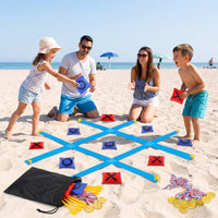 Portable Tic-Tac-Toe with Bean Bags Sturdy Outdoor Noughts and Crosses Toe Set Tear-Resistant Bean Bag Toss Set Washable for Backyard