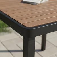 Easy to Clean Outdoor Restaurant Table and Chairs Waterproof Plastic Wood Patio Set for Balcony