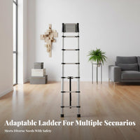 Lightweight Aluminum Telescoping Ladder Space-Saving Design Telescopic Ladder Compact Storage Climbing Equipment Anti-Slip Feet & Steps for DIY Enthusiasts, Professionals, Outdoor Work, Indoor, Home Maintenance, Construction Site