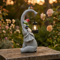 Elephant Statue with Lantern Outdoor Elephant Figurine with Lantern Lawn Decoration Decorative Sculpture Whimsical for Gardeners