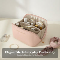 Waterproof Large Capacity Makeup Bag Multiple Compartments Large Capacity Cosmetic Case Water-Resistant for Women, Vacation, Daily Use, Home