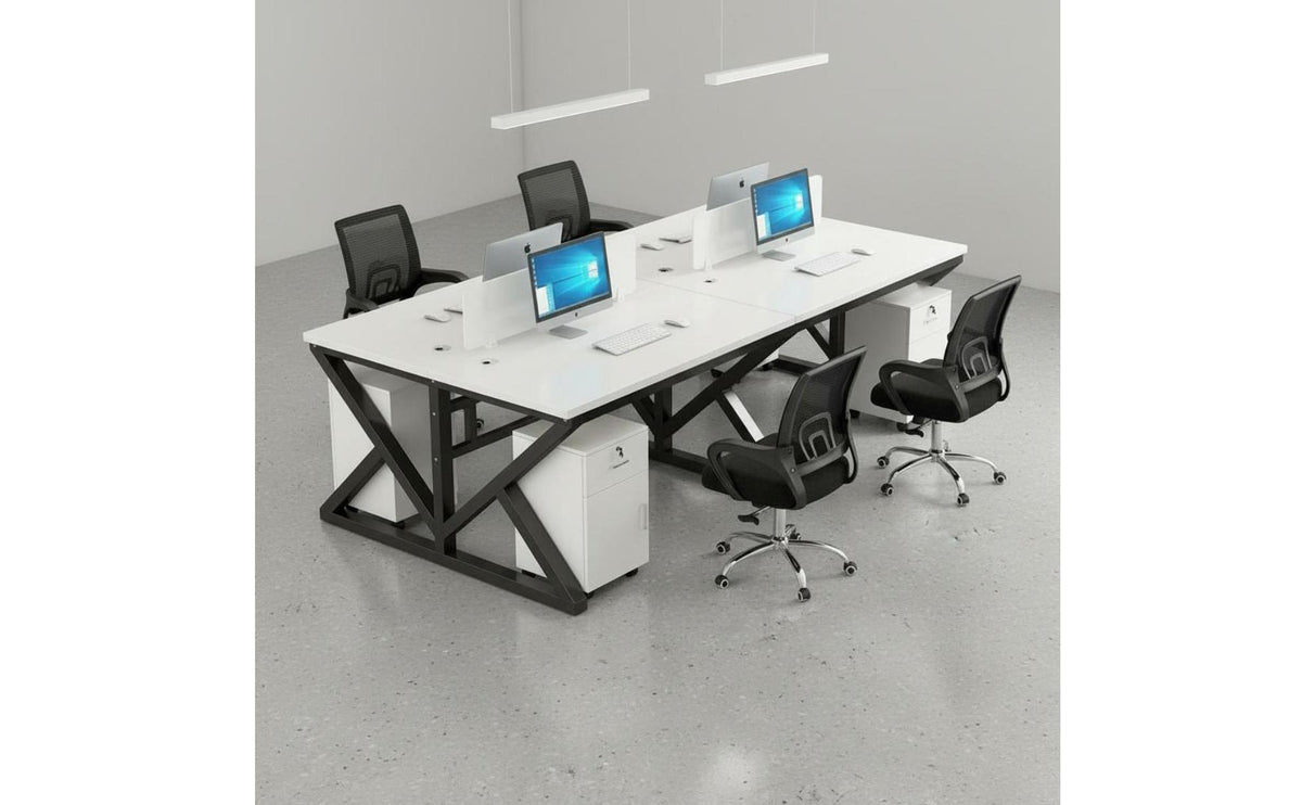 Multi-Person Office Desk Modern Minimalist Design Modular Computer Desk Wide Desktop K-Configuration Base Workstation for Employees, Coworking Space