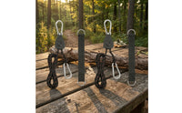 2 Pieces Ratchet Rope Hanger Heavy Duty Rope Hanger with Carabiners Self Locking Ratchet Tie down Strap for Boaters, Marine Storage, Boat Deck