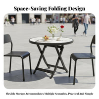 Foldable Design Collapsible Cafe Table Weather-Resistant Household Furniture Indoor & Outdoor Versatility Space-Saving for Small Families, Apartment Dwellers, Balcony, Garden, Backyard, Kitchen