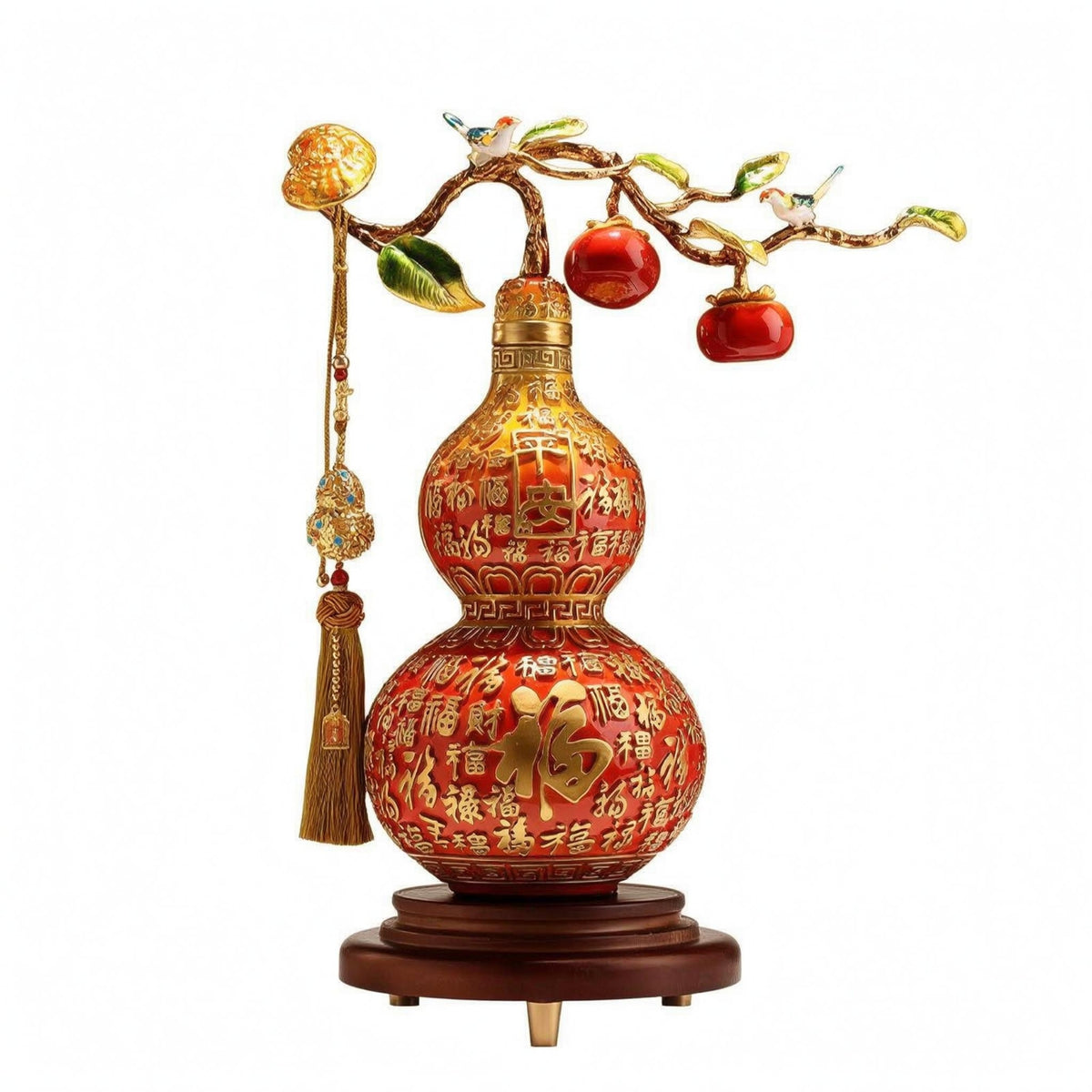 Double Gourd Ornament Raised Designs Chinese Gourd Decor Feng Shui Decorative Item