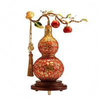 Double Gourd Ornament Raised Designs Chinese Gourd Decor Feng Shui Decorative Item