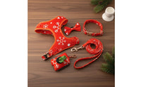 Holiday Themed Velvet Dog Harness Leash Set Adjustable Christmas Dog Harness Easy to Wear Pet Accessory Lightweight for Dogs, Walking, Training