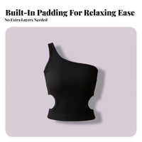Single Shoulder Top Built-in Pads Padded Camisole Ribbed Cutout Top Korean Design Rib-Knit Texture for Teens, Summer