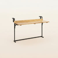 Foldable Balcony Bar Table Adjustable Railing-Mounted Table with Wood Tabletop Furniture Space-Saving Sturdy
