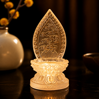 LED Illuminated Lotus Pedestal for Statues and Figurines, Auspicious Cloud Backlight Display Stand