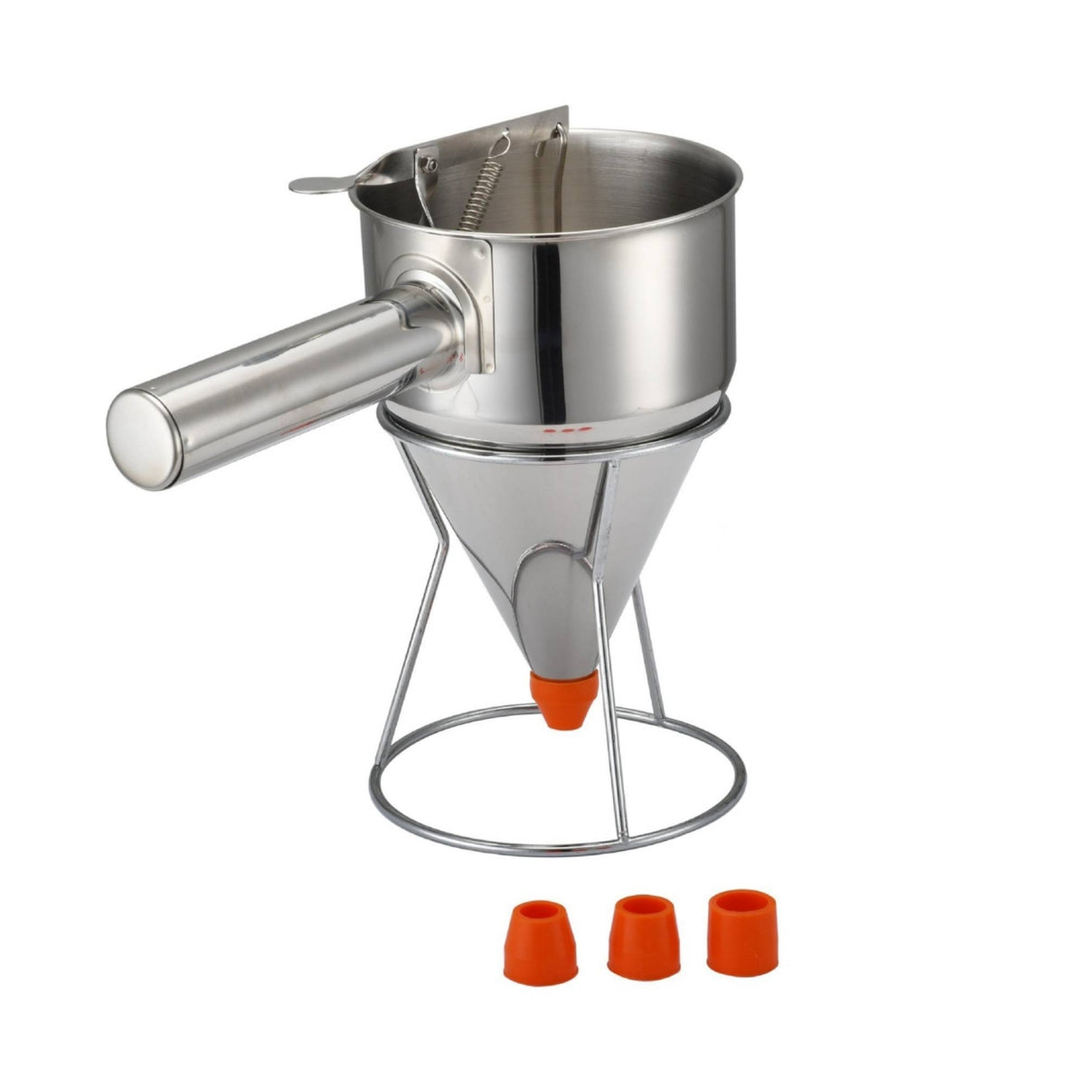 Stainless Steel Batter Funnel Easy to Control Stream Stainless Steel Batter Dispenser Precision Pouring Funnel Cake Dispenser for Bakery, Restaurant