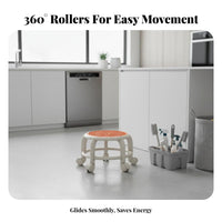 Caster Pulley Stool Anti-Slip Rolling Seat adaptable for Parents, Seniors