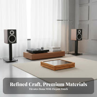Mortise and Tenon Joint Cherry Wood Audio Platform Artisan-Made Single Tier Amplifier Stand Wooden High-Fidelity Isolation Stand for Audiophiles