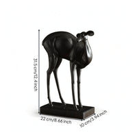 Deer Sculpture with Marble Base Minimalist Deer Statue with Marble Base Contemporary for Homeowners, Office, Bookshelf