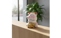 Wealth Symbol Fortunate Feline Statue Prosperity Maneki Neko Figurine Cute Design Fortune Feline Ornament Resin for Office, Entryway