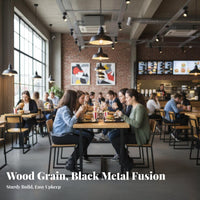 Sturdy Construction Industrial Aesthetic Dining Set Solid Structure Industrial Aesthetic Table and Seating Retro Design Commercial Furniture Natural Texture for Restaurant Owners, Homeowners, Quick-Service Shop, Cafeteria, Cafe, Eatery