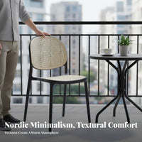 Stackable Plastic Cane-Back Chair Woven Backrest Seating Furniture Indoor/Outdoor Use Lightweight for Homeowners, Restaurant Owners, Event Planners, Dining Room, Kitchen, Home Office, Balcony
