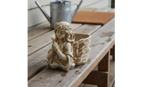 Antique Design Praying Angel Planter Handicraft Look Angel Extended Side Flower Pot Weather Resistant Cherub Garden Pot for Gardeners