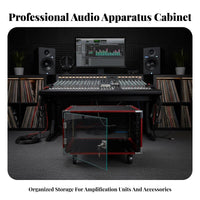Portable Rackmount Cabinet sturdyDuty Construction Rolling Amplifier Cabinet Reinforced Corners Audio Gear Rack for Turntablists