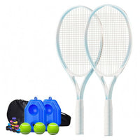 Aluminum-Alloy Rebound Training Racket Wrapped Handle Solo Practice Racket Stringed Solo Tennis Instructor Oval Head