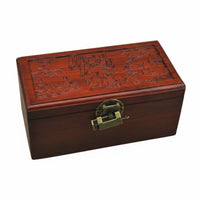 Solid Wood Wooden Jewelry Box With Lock Lockable Keepsake Box Decorative Carved Storage Chest for Bedroom