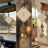 Premium Eight-Treasure Compass Car Rearview Mirror Hanging Ornament for Good Fortune and Safety