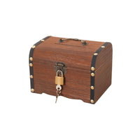 Lockable Treasure Chest Piggy Bank with Lock and Keys Vintage Wooden Treasure Chest Piggy Bank Functional Wooden Currency Box Practical for Children