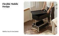 Modern Minimalist Design Sofa Side Table with Wheels Space Saving Movable Coffee Table with Storage Multi-Functional Mobile Storage Trolley Sturdy Construction for Apartment Dwellers, Office Workers, Living Room, Small Areas, Bedroom, Balcony