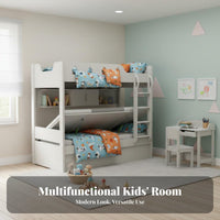 children's Bunk Bed Space-Saving Twin over Twin Bunk Bed Guardrails Bedroom Furniture for Girls, Parents, Small Apartment, Playroom, Dorm Room