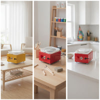 Compact Mini Pottery Wheel with Basin Beginner-Friendly Mini Pottery Wheel with Turntable Portable Ceramic Shaping Machine Square for Students