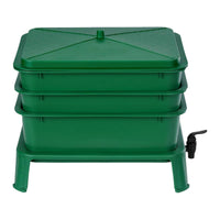 Slimline Vermicomposting System with Stackable Trays Raised Compost Bin with Faucet Space-Saving Compost Bin with Spigot Moisture-Balancing for Homeowners