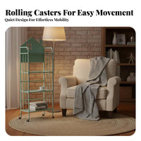 Mobile Design 3-Tier Rolling Organizer With casters Rolling Organizer Trolley Space-Saving Shelf Unit Multi-Purpose for Children, Homeowners, Office Workers, Study Room, Narrow Spaces, Bedroom, Kitchen