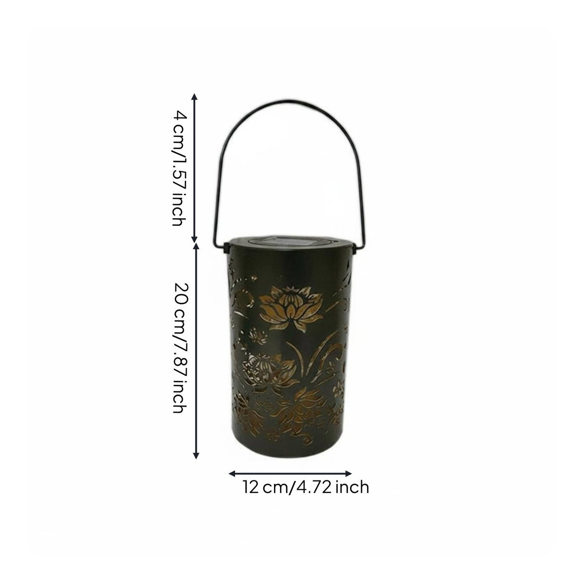 Waterproof Solar Powered Projection Lantern Automatic On/deactivated Decorative Floral Shadow Lantern Hollow-out Pattern Lamp for Patio, Yard, Pathway, Balcony