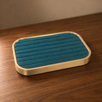 Rectangular Jewelry Tray Peacock Blue Gold Frame Jewelry Tray Home Decor Rounded Corners Small Accessories