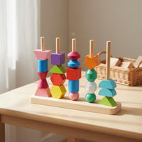 Wooden Shape Sorter Stacker color Sorting Stacking Toy Color Recognition Stacking Toy for Preschoolers