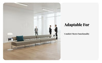 Comfortable Padding Upholstered Multi-Seater Bench Minimalist Design 3-Seater Upholstered Couch Sturdy construction Reception Sofa dense padding for Visitors, Customers, Lobby, Waiting Area, Salon, Airport Terminal
