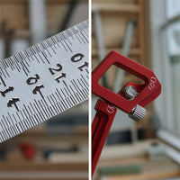 Woodworking Ruler with Positioning Block Adjustable Steel Ruler with Stop Block Angle Marking Tool Accurate Precision