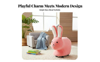 Multipurpose Bunny Shaped Ottoman Comfortable Seating Cartoon Rabbit Chair Soft Textile Soft Rabbit Stool Rounded Corners Design for Toddlers, Families, Family, Living Room, Entryway, Bedroom, Playroom