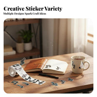 500 Pieces Music Note Stickers Waterproof Holographic Musical Note Stickers Music Symbol Sticker Roll for Gift Wrapping