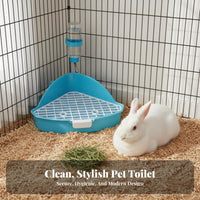 Triangle Pet Toilet High Side Triangle Corner Litter Pan Spill-Resistant Hare Toilet with Grate for Guinea Pigs, Chinchillas