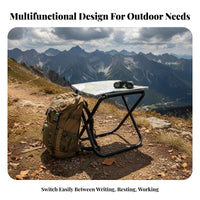 Foldable Portable Field Desk Chair Space-Saving Folding Chair with Writing Table Quick Fold Collapsible Stool with Desk Lightweight for Students, Soldiers, Hiking, Travel, Training Sessions, Fishing