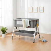 Portable Infant Crib Multifunctional Adjustable Bedside Infant Sleeper With Storage Basket Newborn Bedside Sleeper for Newborns, Infants