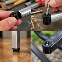 Adjustable Round Tube Inserts with M6/M8 Threaded Nuts for Furniture Legs