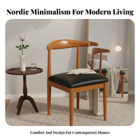 Sturdy Steel Frame Nordic Design Dining Chair Comfortable Seating Wood-Look Metal Chair Thick Cushion Home Furniture Strong Load-Bearing for Homeowners, Students, Restaurant Owners, Study Room, Bedroom