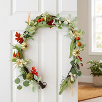 Autumn Garland with Pumpkins Vivid Fall Garland Colorful Artificial Maple Foliage & Branch for Doorway