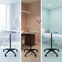 Adjustable Height Salon Tray with Stand Professional Rolling Salon Tray Mobile Hairdresser Trolley Movable for Hairdressers, Stylists, Beauticians, Salons, Hair Studios, Beauty Parlors