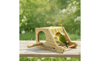 Wooden Bird Hut with Perch Natural Wood Bird Hut Secure Pet Supply Long-Lasting for Birds, Parrots